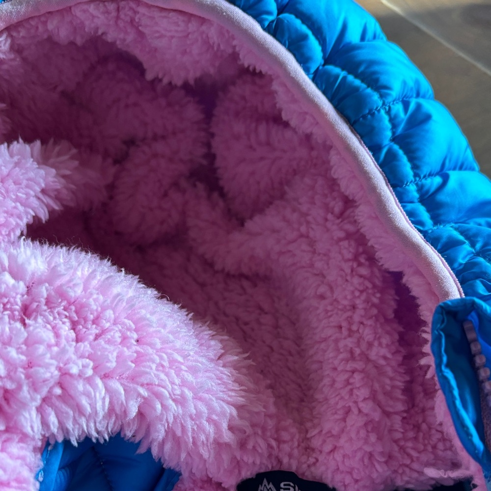 Snozu Vibrant Blue and Pink Quilted Kids snowsuit - Picture 3 of 8